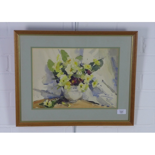 131 - Edward Wesson (British 1910-1983), still life vase of flowers, watercolour, signed and framed under ... 