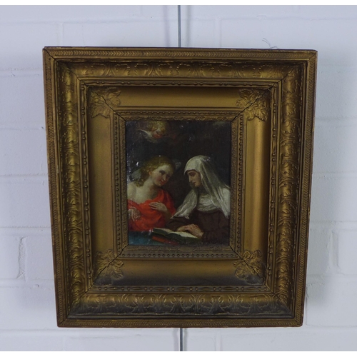 138 - 19th century school, oil on canvas board, apparently unsigned but inscribed indistinctly verso, in a... 