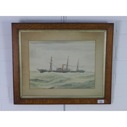 162 - George Hamilton Hammon (1869-1960)  SS Australasian leaving Sydney' watercolour, signed and framed u... 