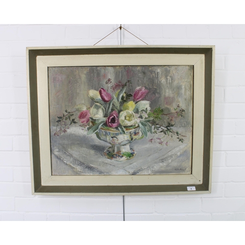 4 - Kate Nicoll (20th Century) Still life vase of flowers, oil on canvas, signed & framed, 65 x 50cm