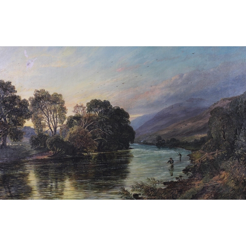 51 - Arthur Perigal RSA RSW (SCOTTISH 1816 - 1884), 'on The Tweed' oil on canvas, signed, within an ornat... 
