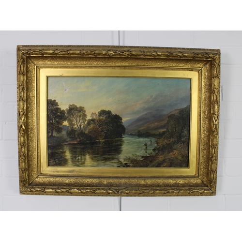 51 - Arthur Perigal RSA RSW (SCOTTISH 1816 - 1884), 'on The Tweed' oil on canvas, signed, within an ornat... 