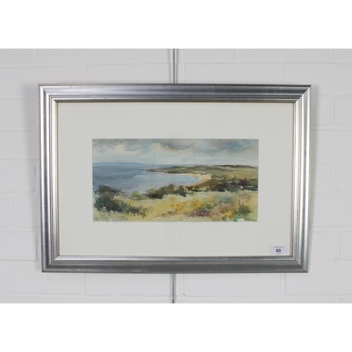 60 - Sheena Phillips (Scottish) 'Gullane Beach', watercolour, singed and framed under glass, 35 x 18cm