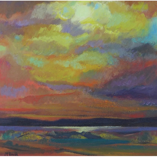 75 - Jeff MacDonald (contemporary)  'Sunset', acrylic on board, signed and framed, 42 x 42cm