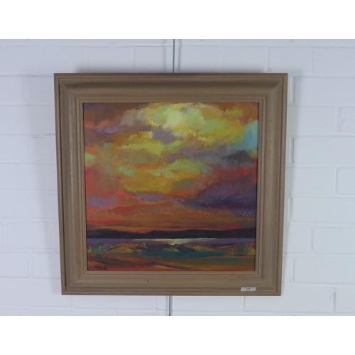 75 - Jeff MacDonald (contemporary)  'Sunset', acrylic on board, signed and framed, 42 x 42cm