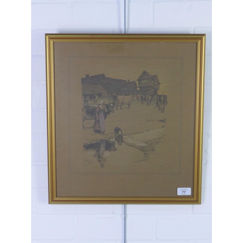 77 - Cecil Aldin, framed print, 30 x 30cm