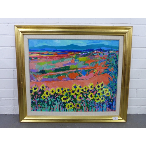 9 - John Michael Saville (British 1922-2010) 'Sunflowers Provence' oil on board, signed and framed, 59 x... 