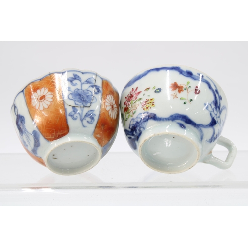 106 - 19th century Chinese blue and white tea cup and a collection of Imari table wares to include two cup... 