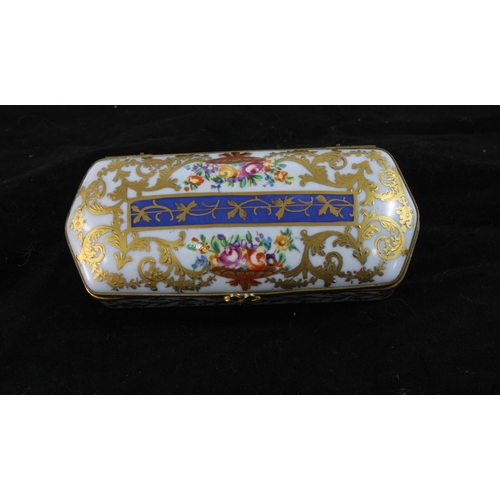 120 - Paris porcelain Le Tallec gilt metal mounted box, 11cm long