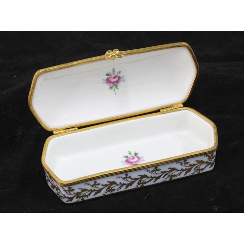 120 - Paris porcelain Le Tallec gilt metal mounted box, 11cm long