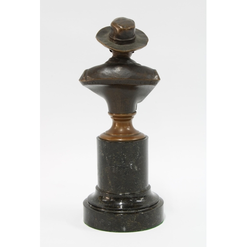 122 - Bronze head and shoulders bust on a marble socle base,  inscribed 'Akt.Ges.vorm.H Gladenbeck & Sohn'... 