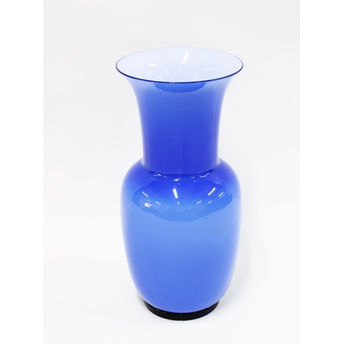 130 - Paolo Venini (Italian 1895 - 1959)  for Venini, a blue cased Murano glass Opalino vase, etched signa... 