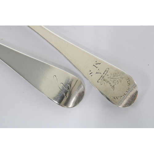 15 - Two Scottish silver hanoverian pattern tablespoons to include  one with makers mark for William Tayl... 