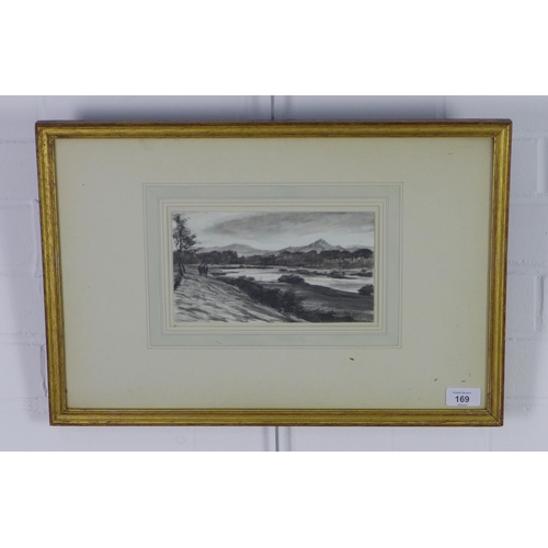 169 - Sir Muirhead Bone, RE (Scottish 1876-1953) monochrome watercolour on paper of two figures on a Lochs... 