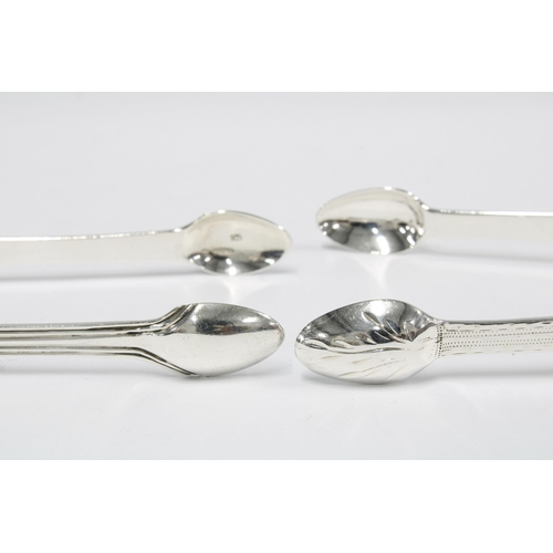 17 - Two Scottish silver sugar tongs to include Old English flared bright cut with makers mark of Alexand... 