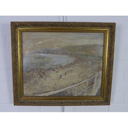 170 - Rae Lovell 'Promenade Des Anglaise' oil on board, signed and inscribed verso, 17.7.82, framed 49 x 3... 