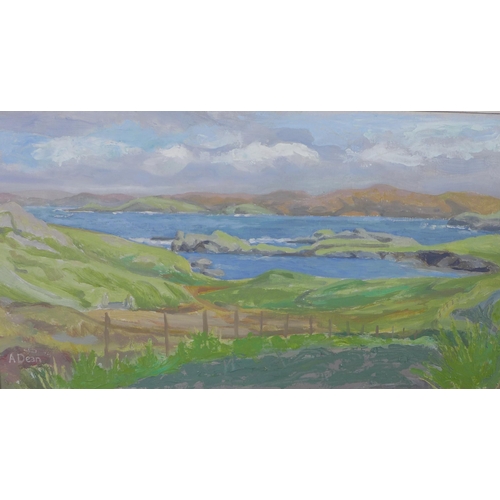 183 - A. Dean, Mountain Loch scene, oil on board, signed and framed, 52 x 28cm