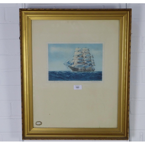 193 - Gerald Maurice Burn (British, 1862-1945),, 'The Cutty Sark', framed print with blind stamp, 25 x 20c... 