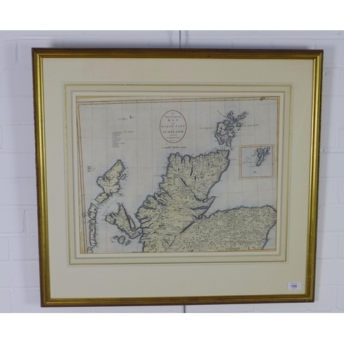 195 - A New & Correct Map of Scotland, John Cary, framed under glass, 52 x 42cm