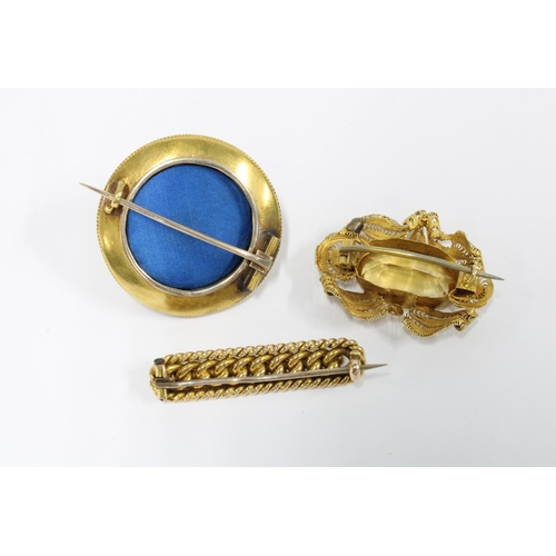 21 - Victorian pearl and turquoise brooch with a star motif and etruscan style borders, with glazed panel... 