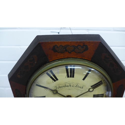 224 - Fehrenbach & Hoch octagonal wall clock. 32 x 32 x 23cm.