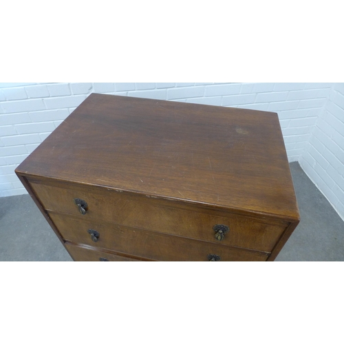 229 - Art deco chest of drawers, the rectangular top above four long drawers. 92 x 76 x 48cm.