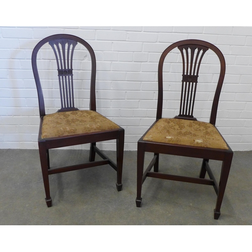 235 - Pair of mahogany Hepplewhite style chairs with slip in seats. 97 x 50 x 42cm. (2)