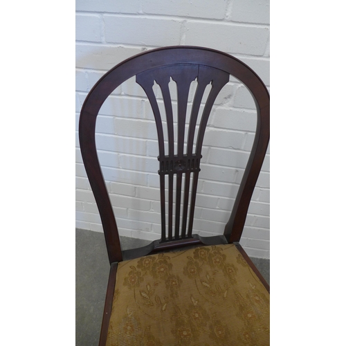 235 - Pair of mahogany Hepplewhite style chairs with slip in seats. 97 x 50 x 42cm. (2)