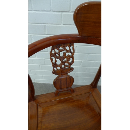 240 - Cherrywood chinoiserie  corner chair. 85 x 68 x 51cm.