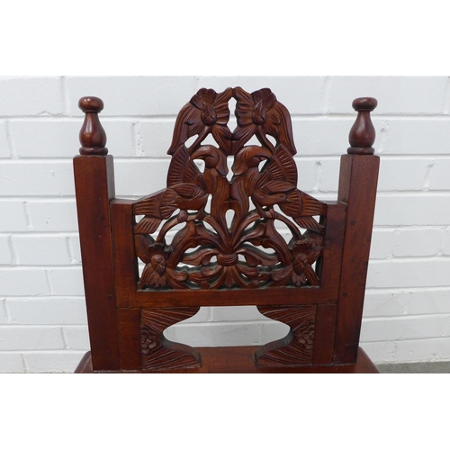 242 - A chinoiserie hardwood carved low chair. 67 x 53 x 35cm.