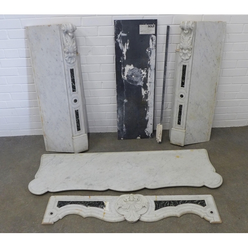 244 - Georgian style carved white statuary marble and verde antico chimneypiece / mantle piece with serpen... 