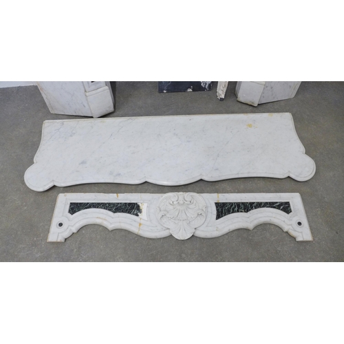 244 - Georgian style carved white statuary marble and verde antico chimneypiece / mantle piece with serpen... 