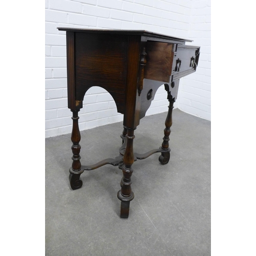 251 - Dark oak Jacobean style lowboy,  Galloway & Sykes of Aberdeen, 79 x 61 x 37cm (a/f)