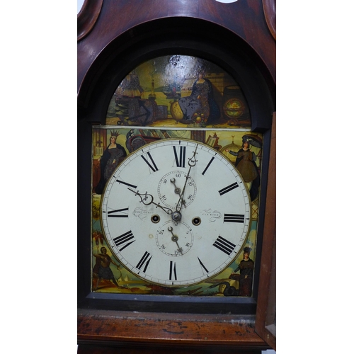 254 - 19th century Scottish mahogany longcase clock by Robert Currer, Falkirk, with a swan neck pediment w... 