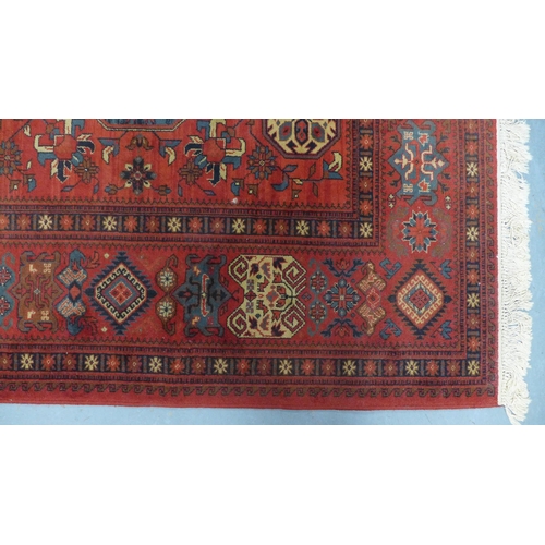 274 - Large Louis de Poortere, Mossoul carpet, Caucasian style with red field, 280 x 380cm