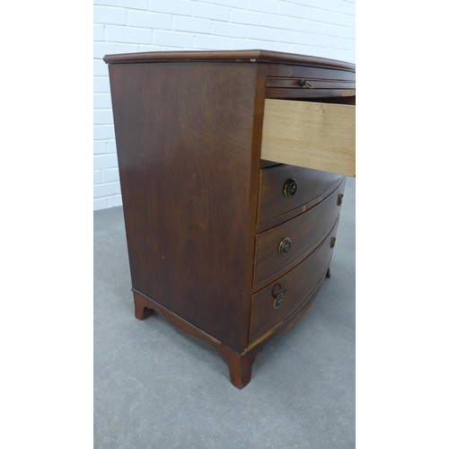 288 - Mahogany bow front chest of small proportions with a pull out slide and four long drawers, shaped ap... 