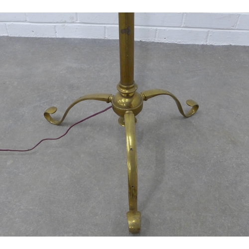 290 - Vintage brass standard lamp, 175cm