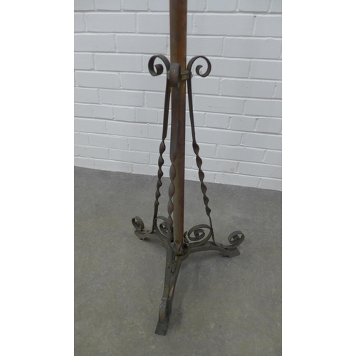 293 - Early 20th century brass standard lamp, adjustable, 176cm approx