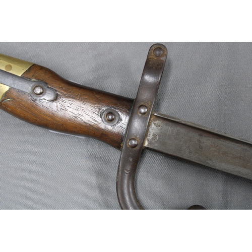 307 - French bayonet, inscribed on blade and dated 1876. Blade length 52cm