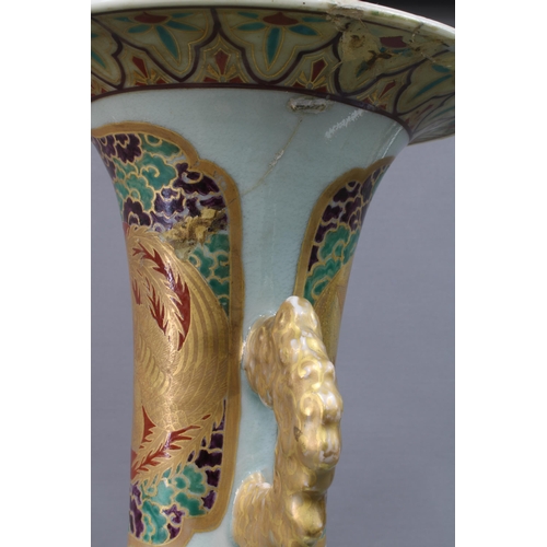 315 - Kakiemon style twin handled Armorial vase, likely late 19th century,  (restored) 47cm high