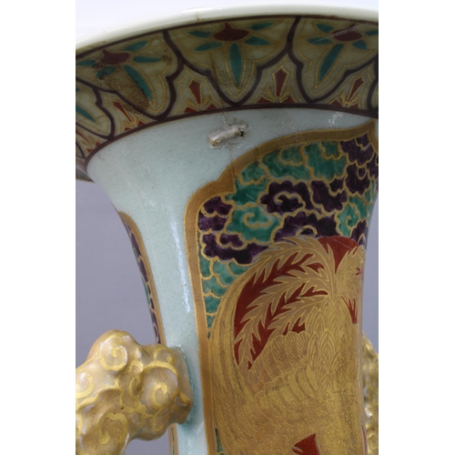 315 - Kakiemon style twin handled Armorial vase, likely late 19th century,  (restored) 47cm high