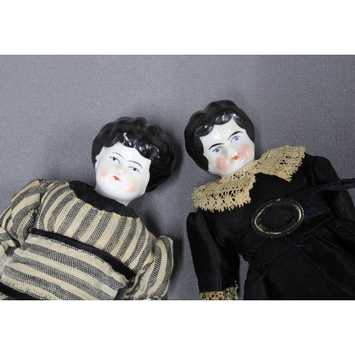 332 - A group of five Victorian and later bisque and china-head doll's house dolls, 18cm (5)