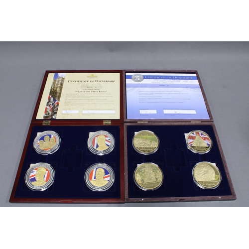 346 - Windsor Mint thirteen sets of gold plated commemorative coins, to include Portrait of a Princess, Tr... 