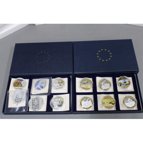 347 - Fourteen boxed sets of gold and silver plated commemorative UK coins (14)