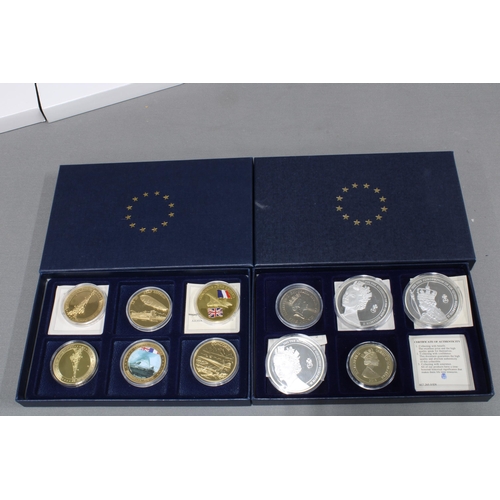 347 - Fourteen boxed sets of gold and silver plated commemorative UK coins (14)