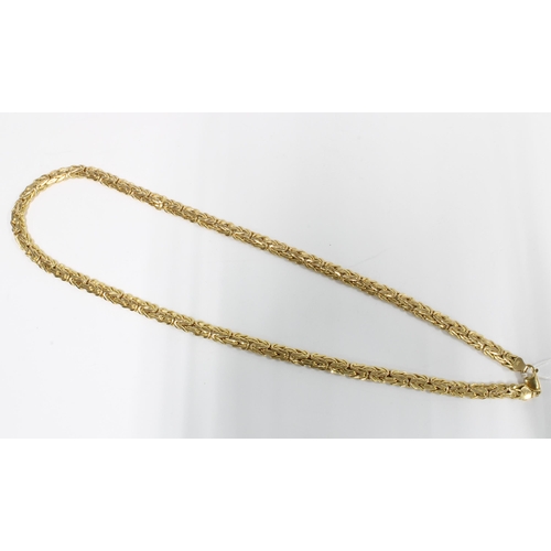 40 - 15ct gold necklace, flat weave links, stamped 585
