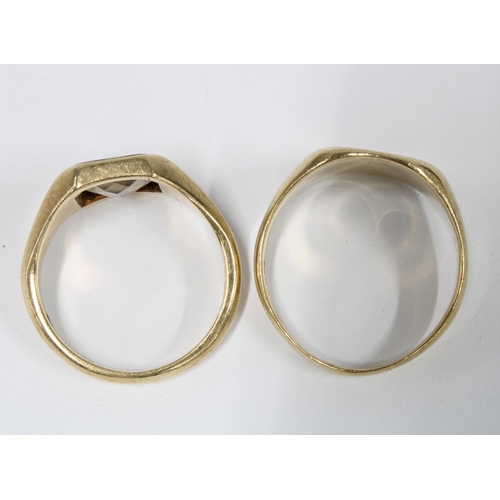 55 - Two 9ct gold Gents signet rings, size W and Y1/2 (2)