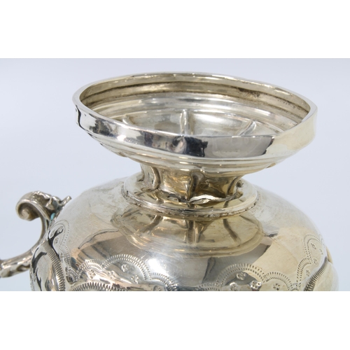 89 - Continental silver cup and saucer of fluted design with bright cut engraved pattern (2)