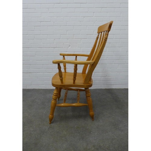 207 - High back pine open armchair, with solid seat. 111 x 62 x 50cm.