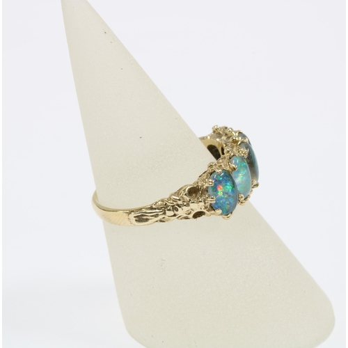3 - 9ct gold opal doublet ring, size Q